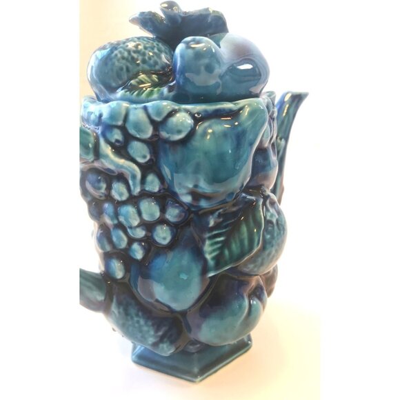 Inarco “Mood Indigo” Blue Fruit Ceramic Server E2430 –Japan 1960s 8 inches high - Picture 12 of 13
